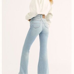 Free People Lee High Rise Flare Jeans in Light Wash
